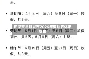 沪深交易所发布2026年劳动节休市安排