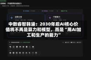 中数睿智韩涵：2030年后AI核心价值将不再是算力和模型，而是“用AI加工和生产的能力”