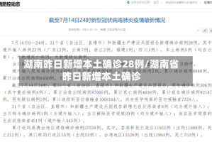 湖南昨日新增本土确诊28例/湖南省昨日新增本土确诊