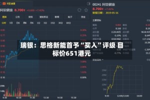 瑞银：思格新能首予“买入”评级 目标价651港元