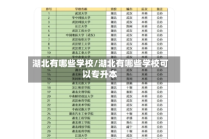 湖北有哪些学校/湖北有哪些学校可以专升本