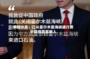 伊朗议员：已从霍尔木兹海峡通行费中获得首笔收入