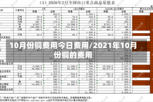 10月份铜费用今日费用/2021年10月份铜的费用