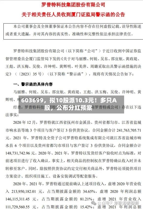 603699，拟10股派10.3元！多只A股	，公布分红预案-第3张图片