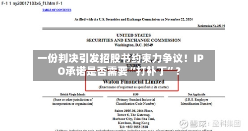 一份判决引发招股书约束力争议！IPO承诺是否需要“打补丁”？-第3张图片