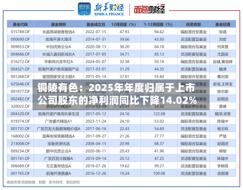 铜陵有色：2025年年度归属于上市公司股东的净利润同比下降14.02%-第2张图片