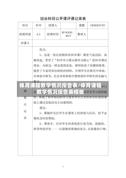 体育课程教学情况报告表/体育课程教学情况报告表模板-第1张图片