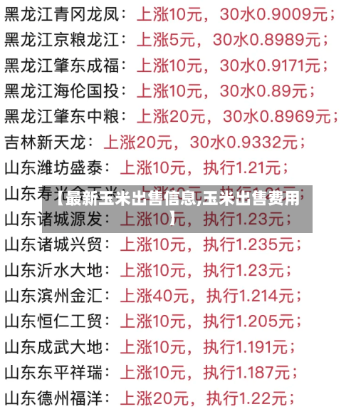 【最新玉米出售信息,玉米出售费用】-第2张图片