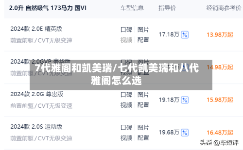 7代雅阁和凯美瑞/七代凯美瑞和八代雅阁怎么选-第1张图片